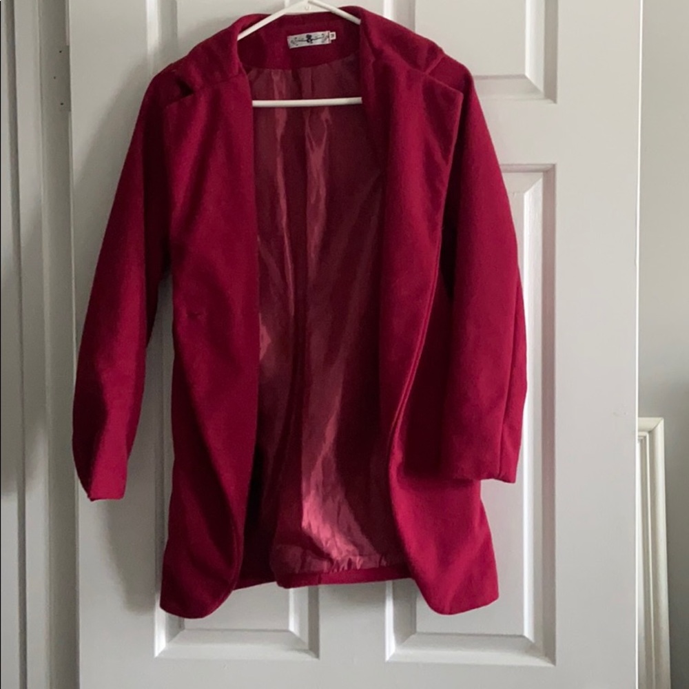 Wine Colored Short Trench Coat